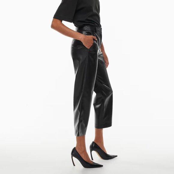 Aritzia Babaton Command Cropped Vegan Leather Pants-Olive Green- Size 6 - Picture 14 of 15